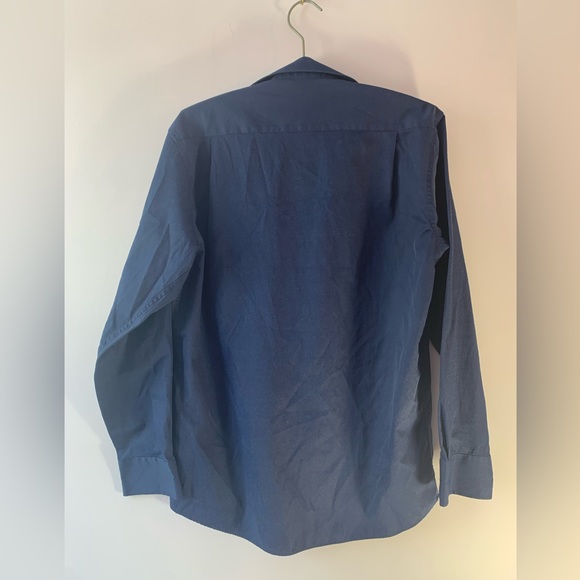 Mens Salvatore Ferragamo Embroidered Logo Long Sleeve Button Shirt M Navy Blue - Picture 4 of 6